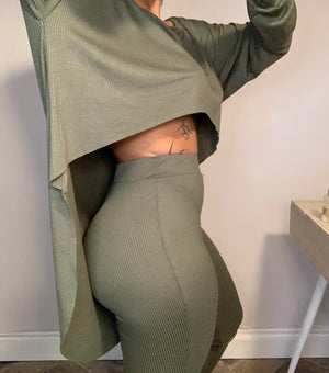 Olive green pants set